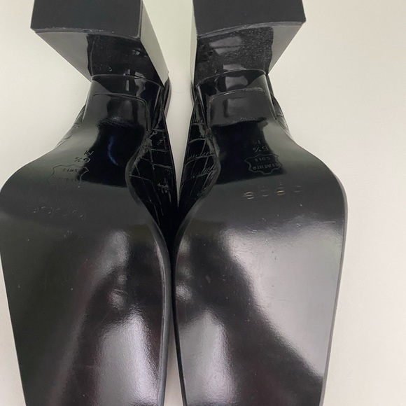 Bebe black crocodile square toe mules NWOT - Picture 7 of 7